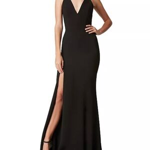 Dress the Population Black Slit Maxi Gown